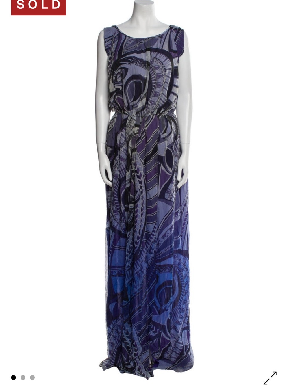 Emilio Pucci Purple & Blue Abstract Print Silk Maxi Dress it42